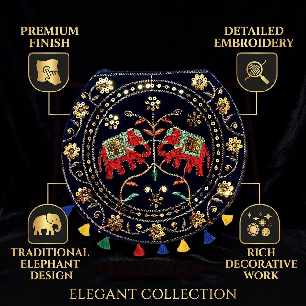 Women Round Sling Bag with Traditional Embroidery