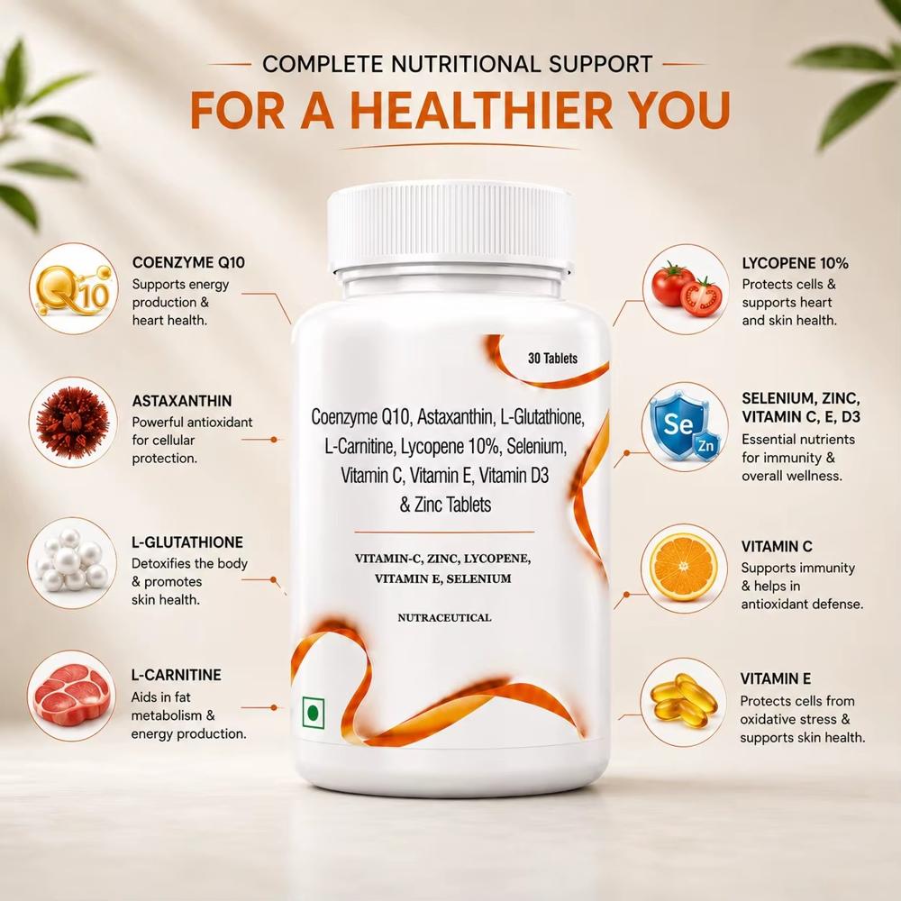 Coenzyme Q10, Astaxanthin & Zinc Tablets