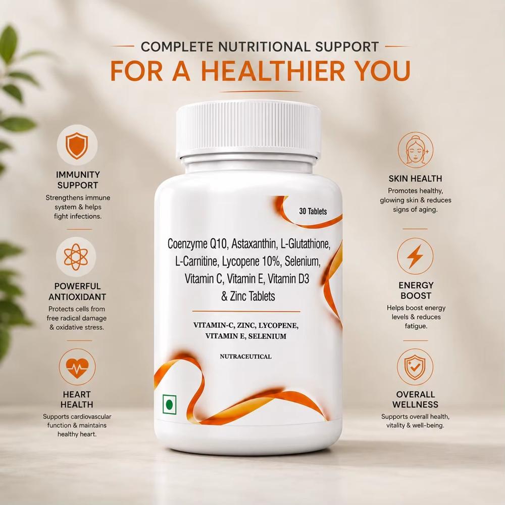 Coenzyme Q10, Astaxanthin & Zinc Tablets