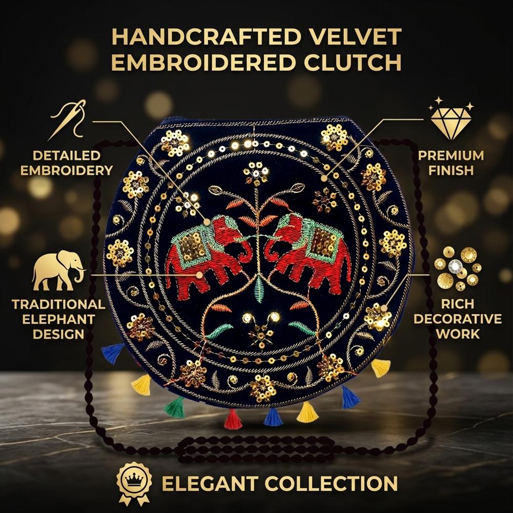 Women Traditional Elephant Embroidery Crossbody Bag
