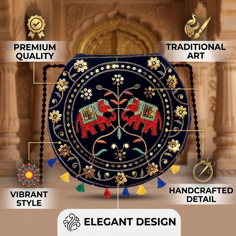 Elephant Motif Round Shoulder Sling Bag for Women
