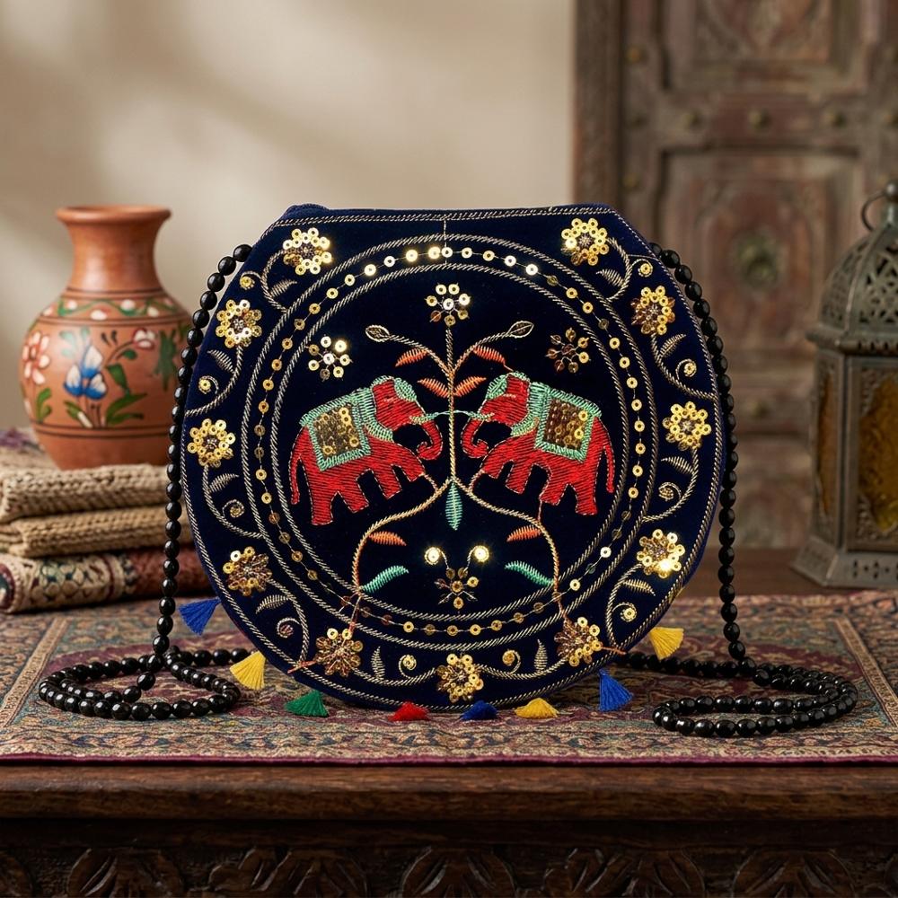 Women Designer Ethnic Crossbody Bag with Tassels