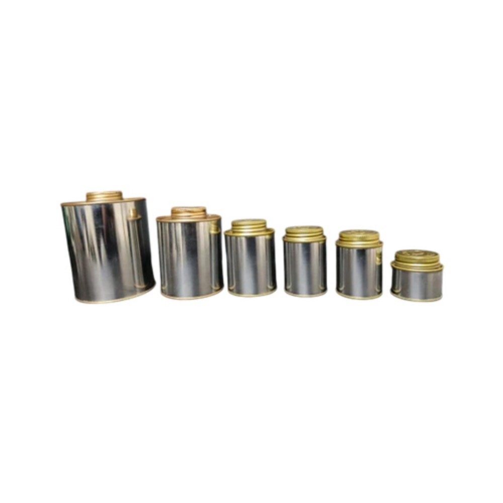 Solvent Cement Empty Tin Container - Color: Golden And Silver