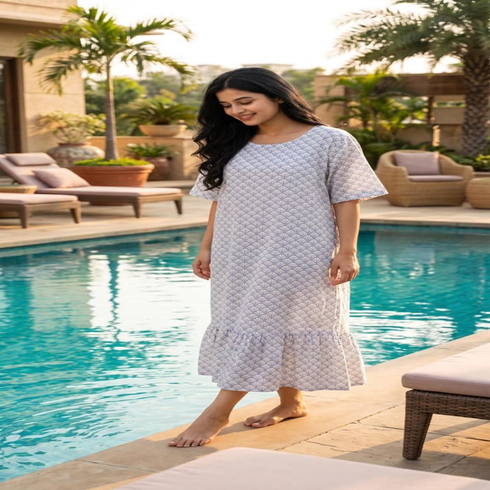 Evolove Ladies Nighty & Nightgown | Comfortable Women Nightwear | Full Length Night Dress