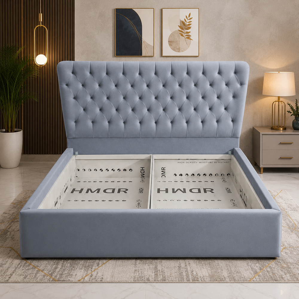 Hydraulic Bed With Storage - Color: Dark Brown