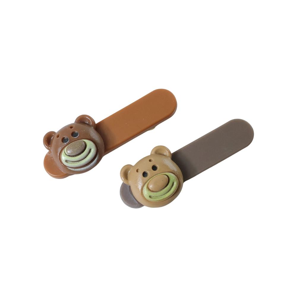 Cute Bear Face Decorative Hair Clips Set (4 Pc) - Age Group: As Per Product Requirement
