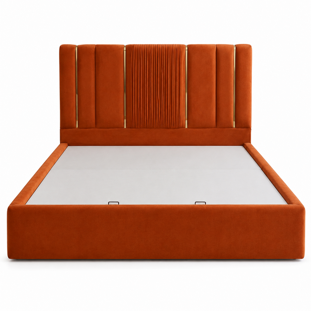 6 Feet  Mosha Fabric 19 MM Ply King Size Bed