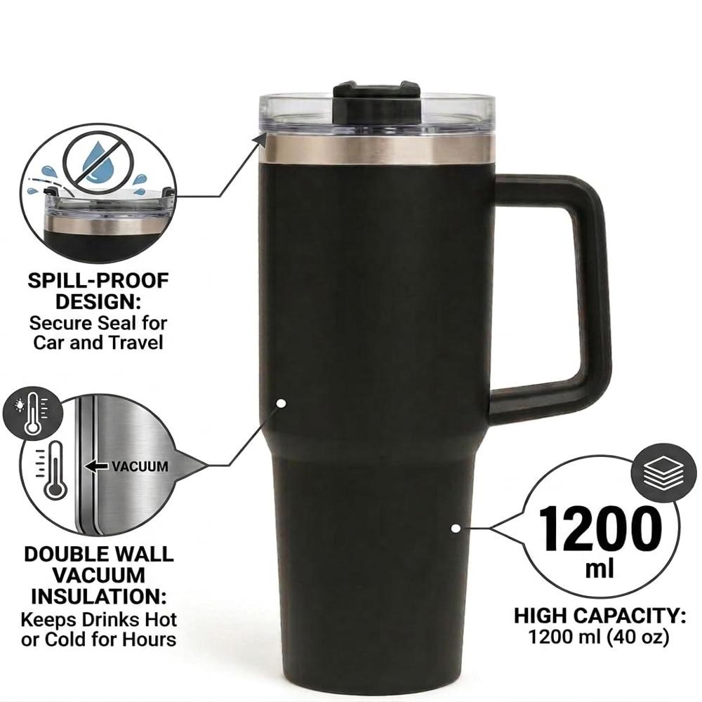 1200Ml Insulated Stainless Steel Tumbler With Straw - Capacity: 1200 Milliliter (Ml)