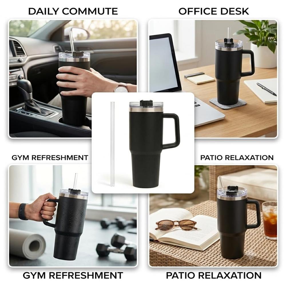 1200ml Insulated Stainless Steel Tumbler with Straw