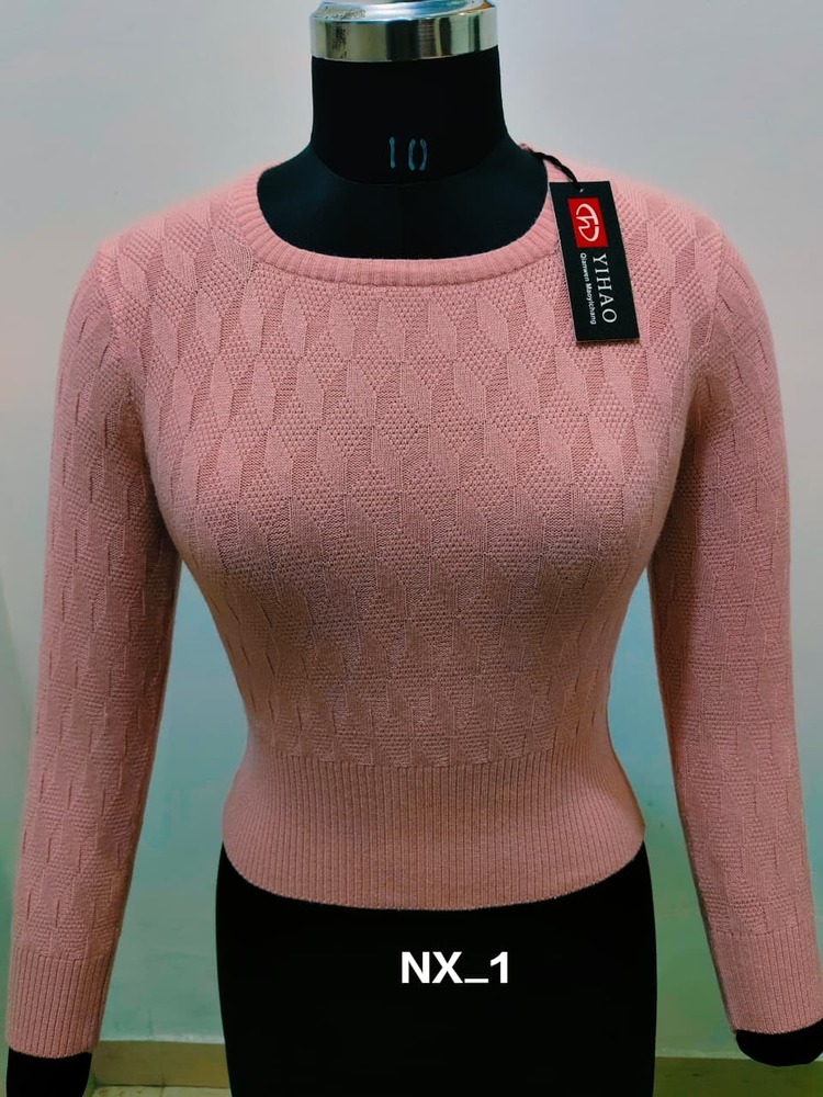Ladies Pink Yahoo Winter Woolen Blouse