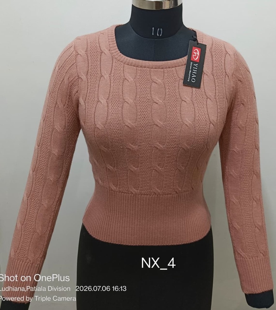 Ladies Pink Yahoo Winter Woolen Blouse