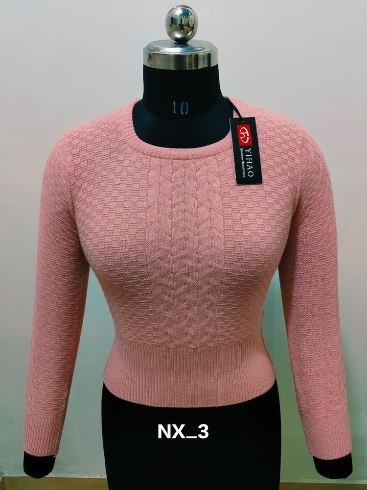 Ladies Pink Yahoo Winter Woolen Blouse