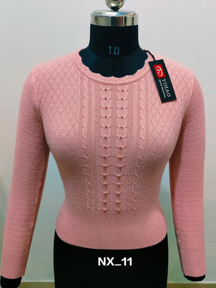 Ladies Pink Yahoo Winter Woolen Blouse