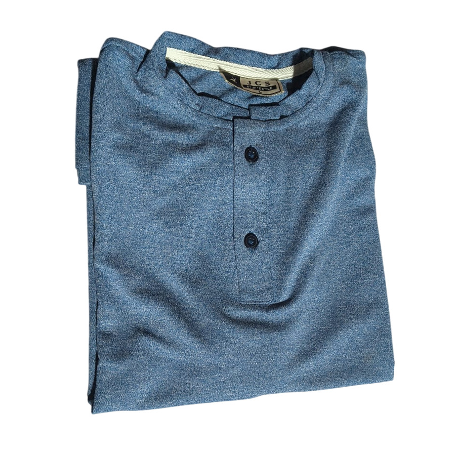 Mens Cotton Blend Mandarin Collar T Shirt