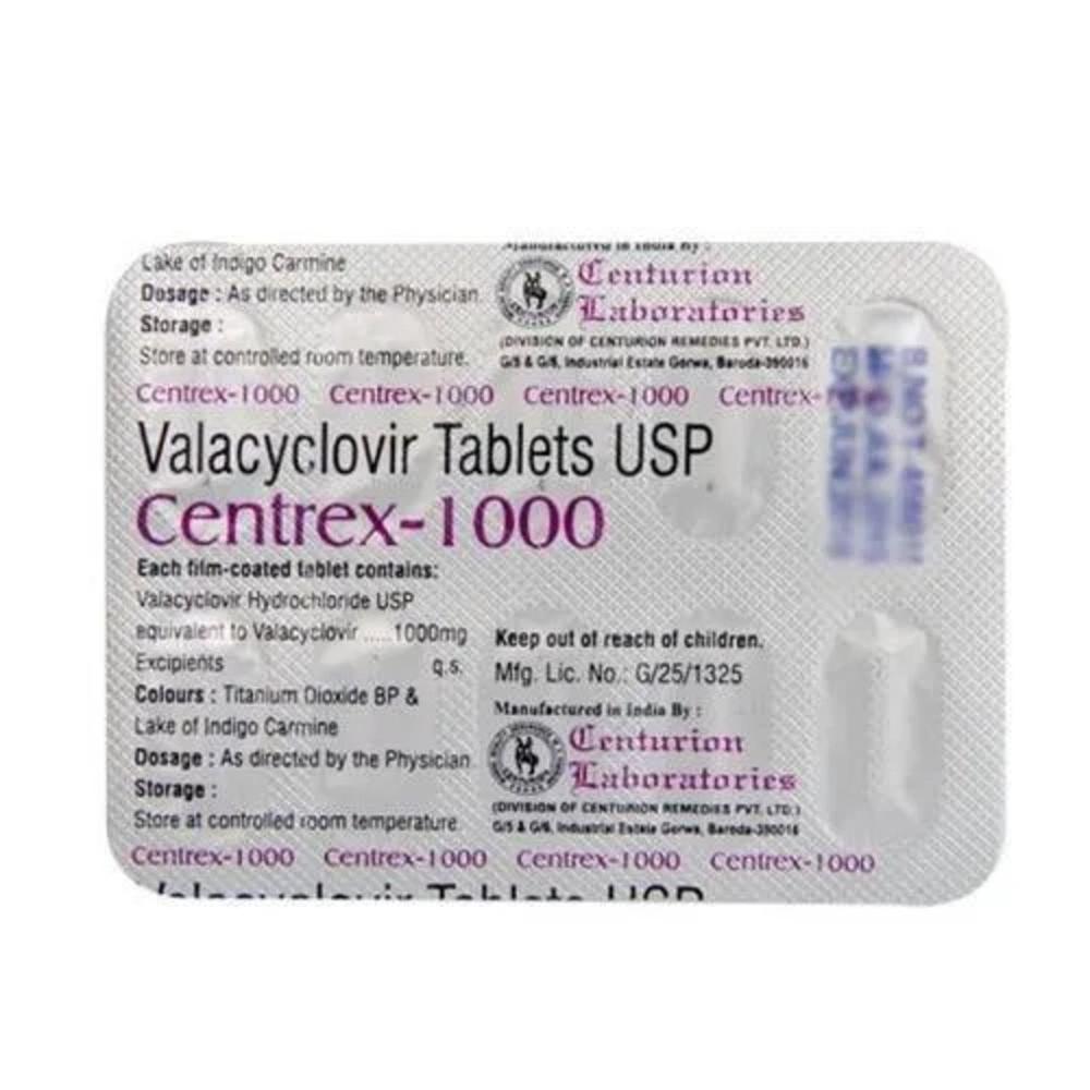 Centrex 1000mg Tablet - Ingredients: Valacyclovir