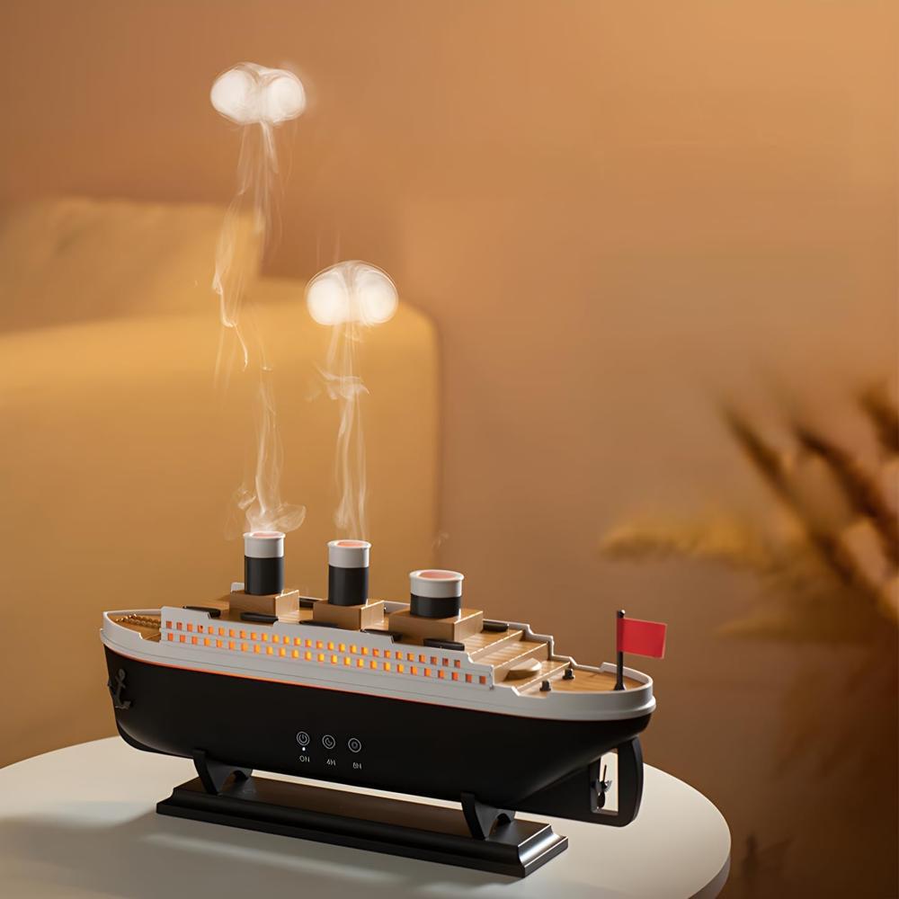 Umidifier For Bedroom Titanic Humidifier With Remote Aromatherapy Diffuser Steamship Humidifier 7 Light 2 Mist Mode Air Humidifiers - Battery Capacity: 1 Statcoulomb (Statc)