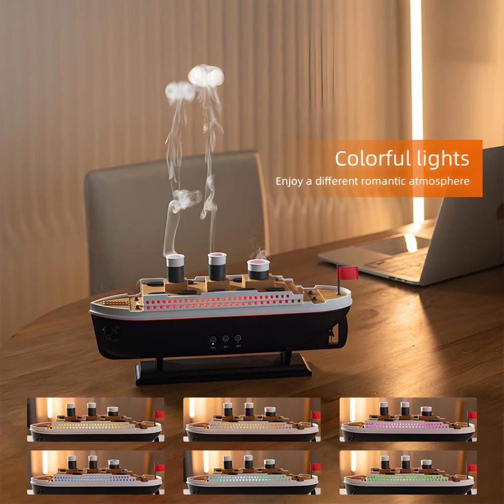 umidifier for Bedroom Titanic Humidifier with Remote Aromatherapy Diffuser Steamship Humidifier 7 Light 2 Mist Mode Air Humidifiers