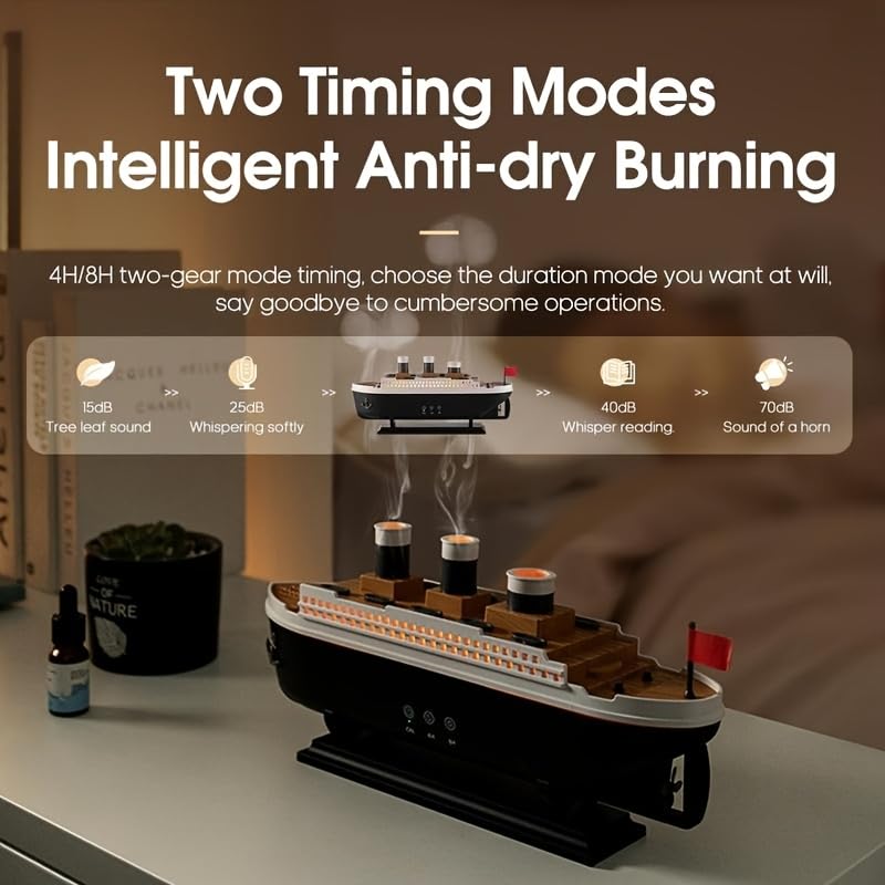 umidifier for Bedroom Titanic Humidifier with Remote Aromatherapy Diffuser Steamship Humidifier 7 Light 2 Mist Mode Air Humidifiers