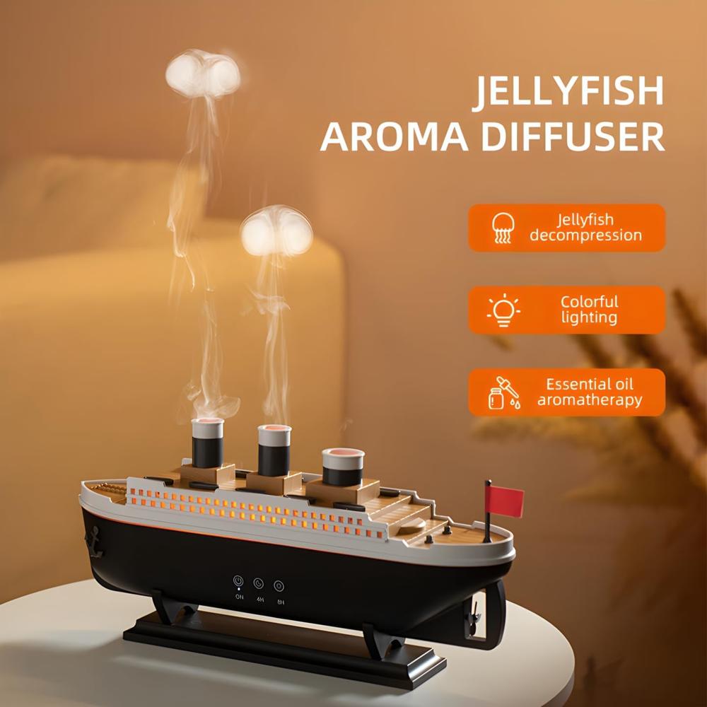 umidifier for Bedroom Titanic Humidifier with Remote Aromatherapy Diffuser Steamship Humidifier 7 Light 2 Mist Mode Air Humidifiers