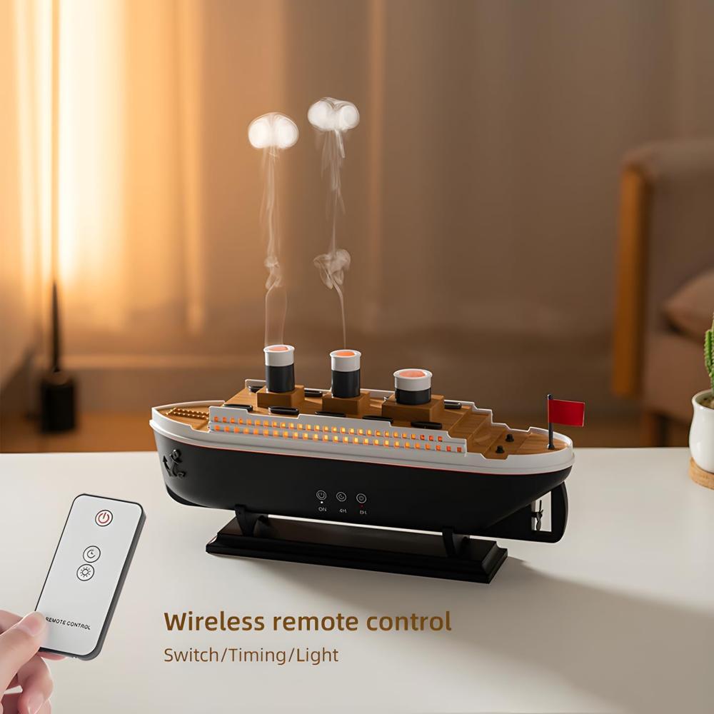 umidifier for Bedroom Titanic Humidifier with Remote Aromatherapy Diffuser Steamship Humidifier 7 Light 2 Mist Mode Air Humidifiers