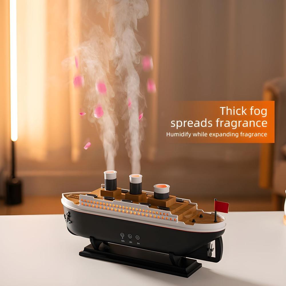 umidifier for Bedroom Titanic Humidifier with Remote Aromatherapy Diffuser Steamship Humidifier 7 Light 2 Mist Mode Air Humidifiers
