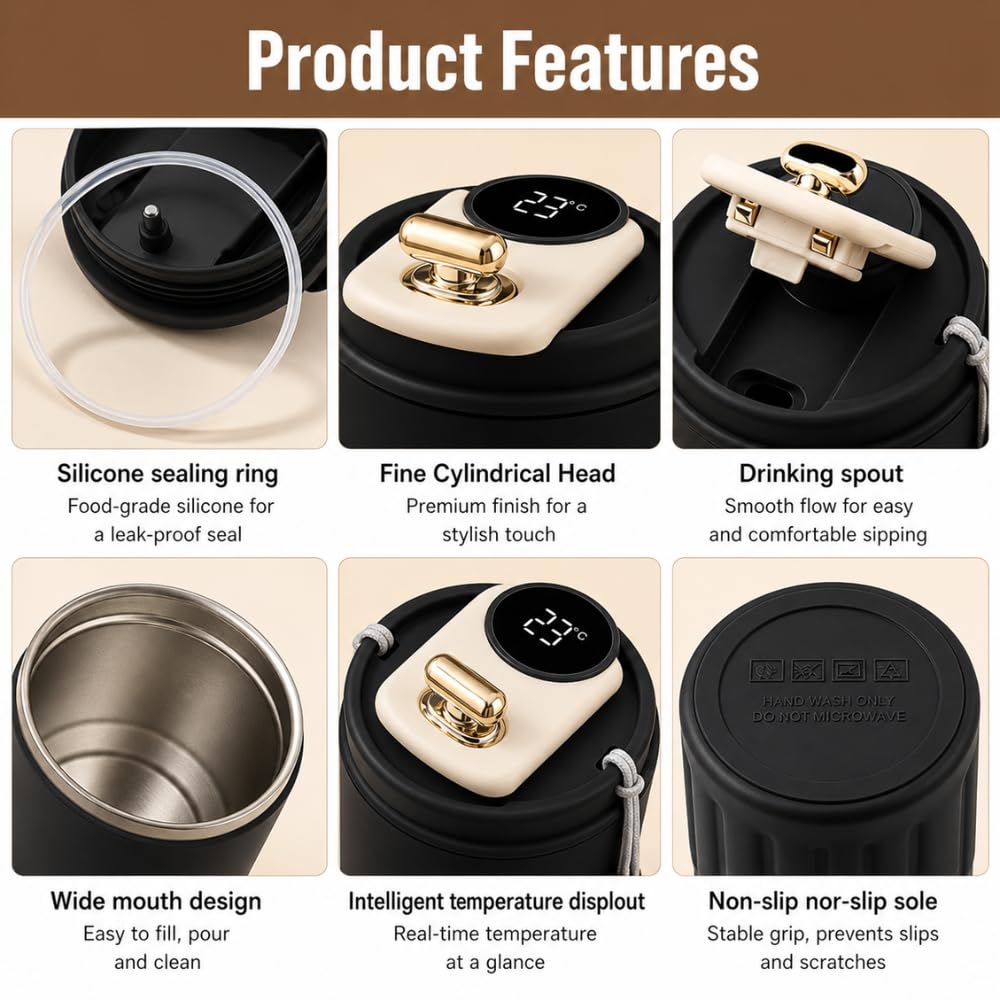 Coffee Travel Mug with Smart LED Temperature Display