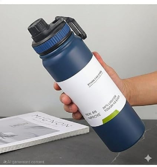 Water Bottle Stainless Steel Large Capacity Sports Water Bottle Leak Proof Wide Mouth Metal Water Bottle - Capacity: 800 Milliliter (Ml)