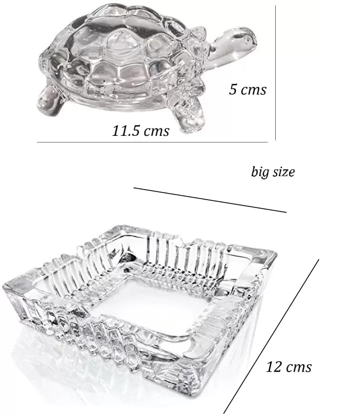 Set of 1 pc Crystal Square Turtle Tortoise with Plate