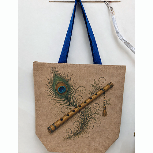 Jute Banshuri Printed Tote Bag
