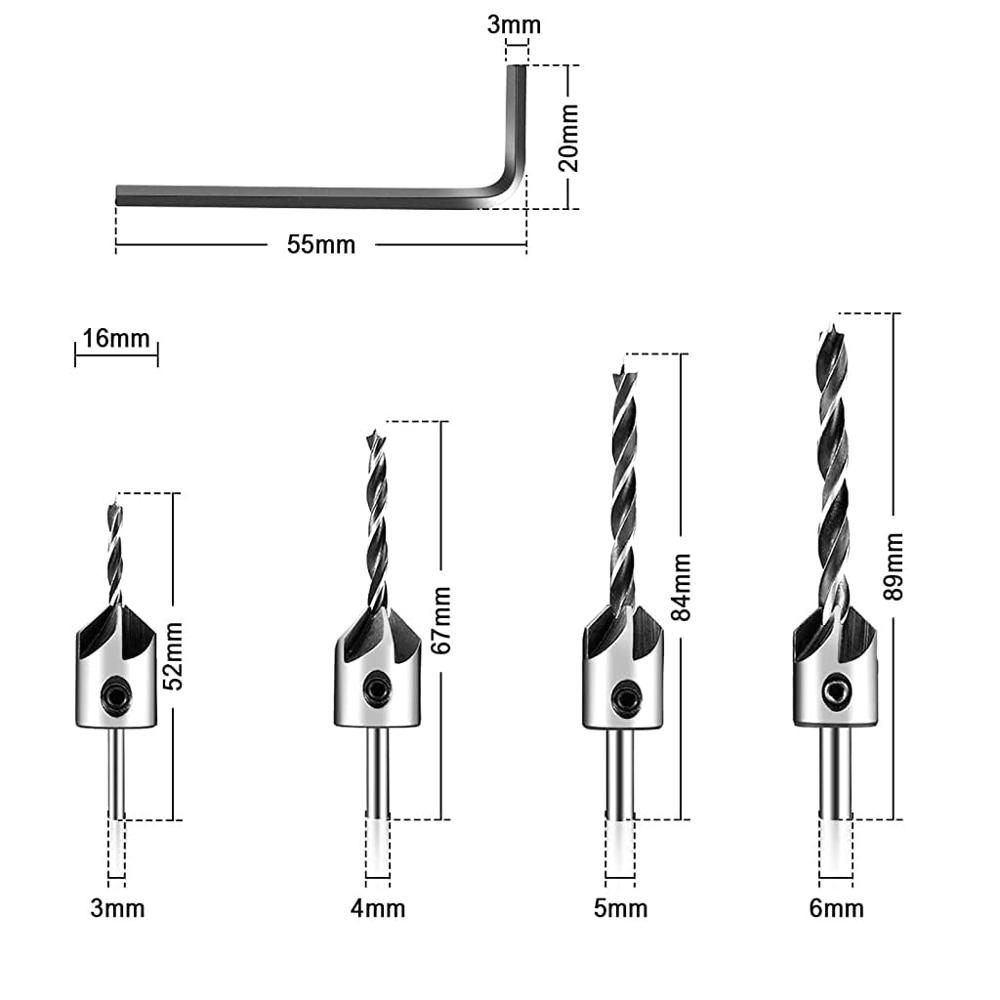5 pcs Countersunk Drill Bits