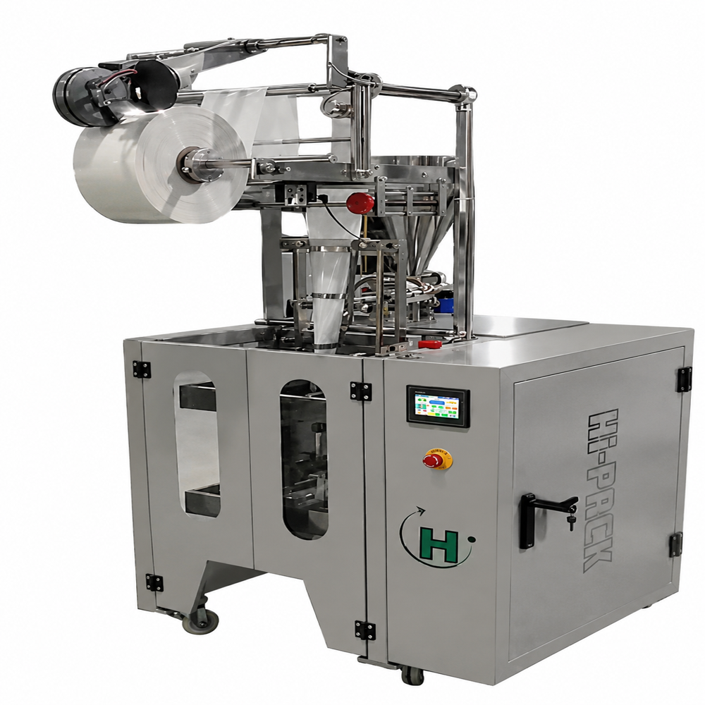 Single track liquid packaging machine