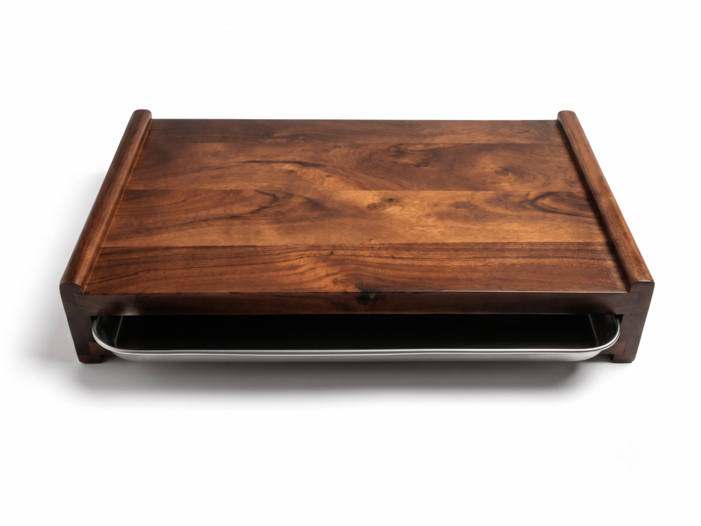 Chopping board with steel tray