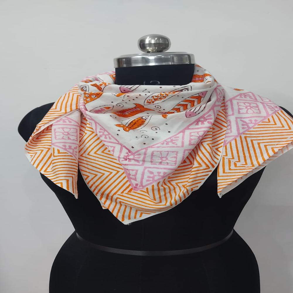 Hand Block Printed Scarf For Girls