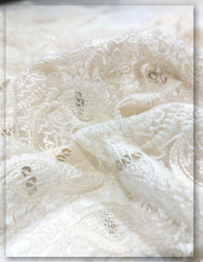 Designer Cotton thread Allover Net Embroidery fabric