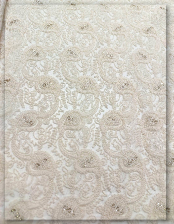Designer Cotton thread Allover Net Embroidery fabric