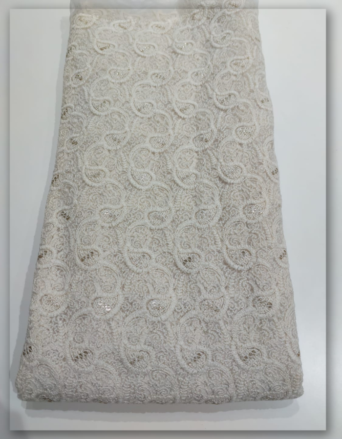 Designer Cotton thread Allover Net Embroidery fabric