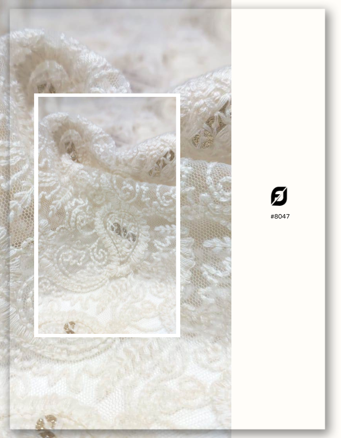 Designer Cotton thread Allover Net Embroidery fabric