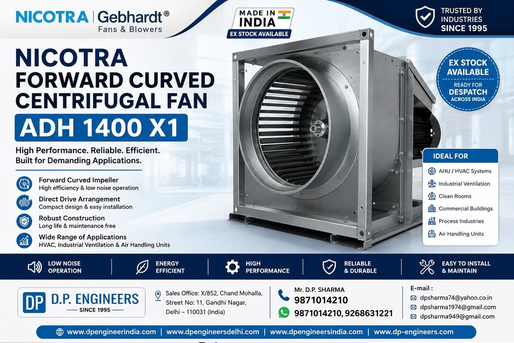 Nicotra Forward Curved Centrifugal Fan ADH 1400 X1 Supplier Delhi, India