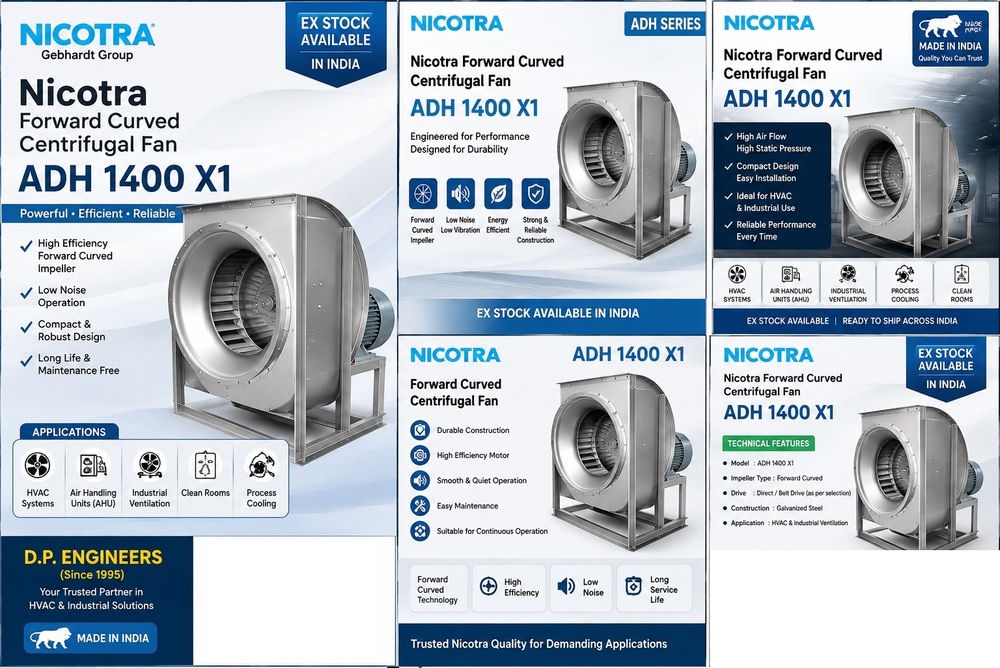 Nicotra Forward Curved Centrifugal Fan ADH 1400 X1 Supplier Delhi, India