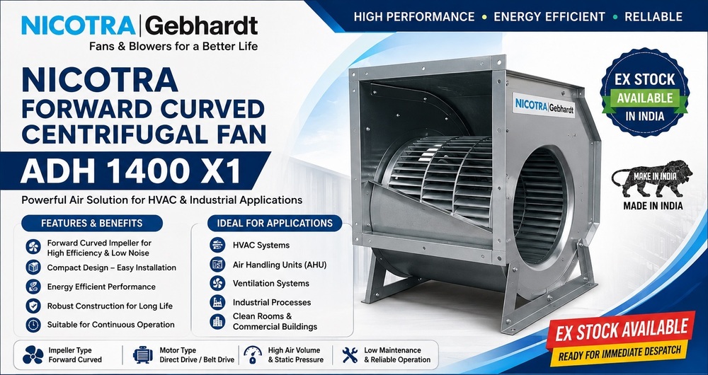 Nicotra Forward Curved Centrifugal Fan ADH 1400 X1 Supplier Delhi, India