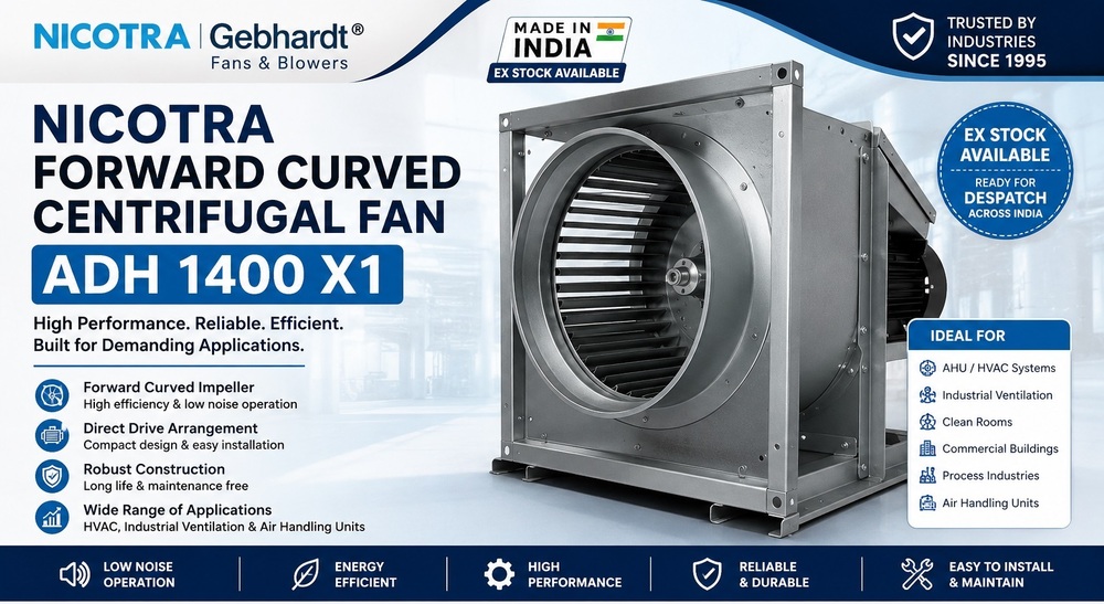 Nicotra Forward Curved Centrifugal Fan ADH 1400 X1 Supplier Delhi, India