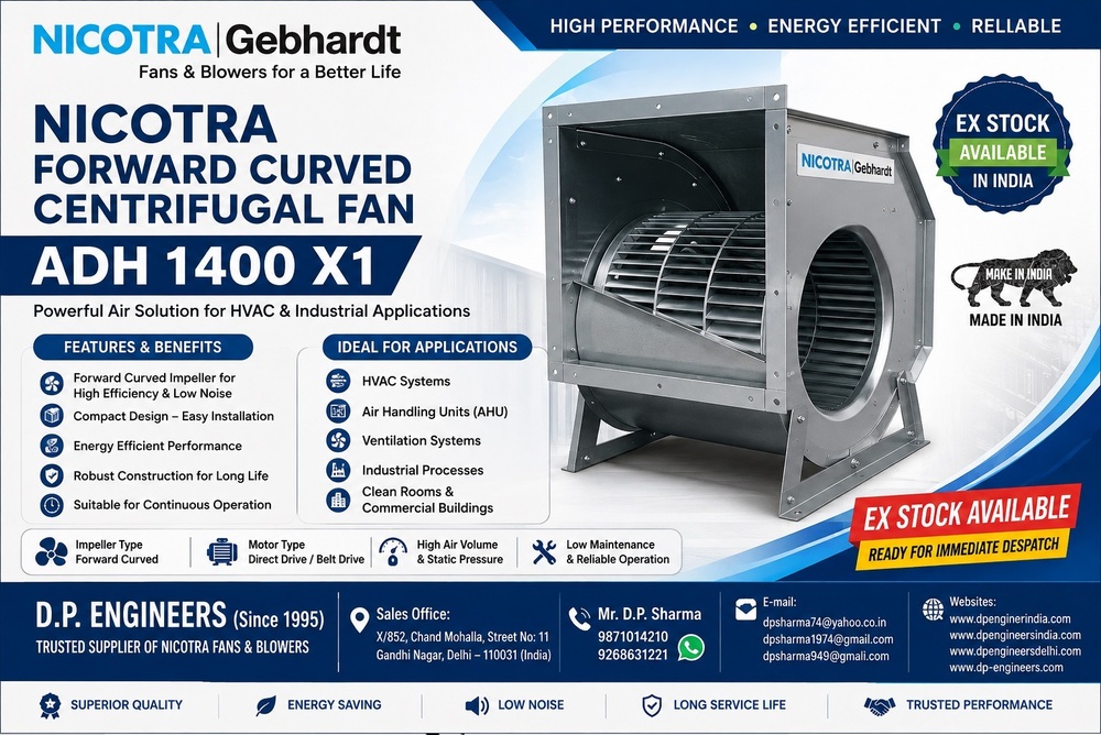 Nicotra Forward Curved Centrifugal Fan ADH 1400 X1 Supplier Delhi, India