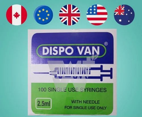 HMD Dispovan 2.5ml Syringe with Needle - 22G X 1inch Pack of 100