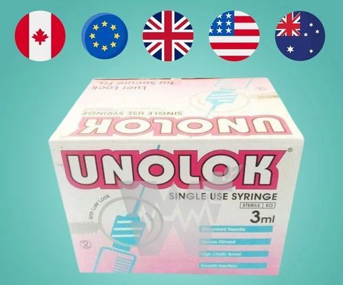 HMD Unolok 3ml Syringe with Needle - 24G x 1Inch Pack of 100