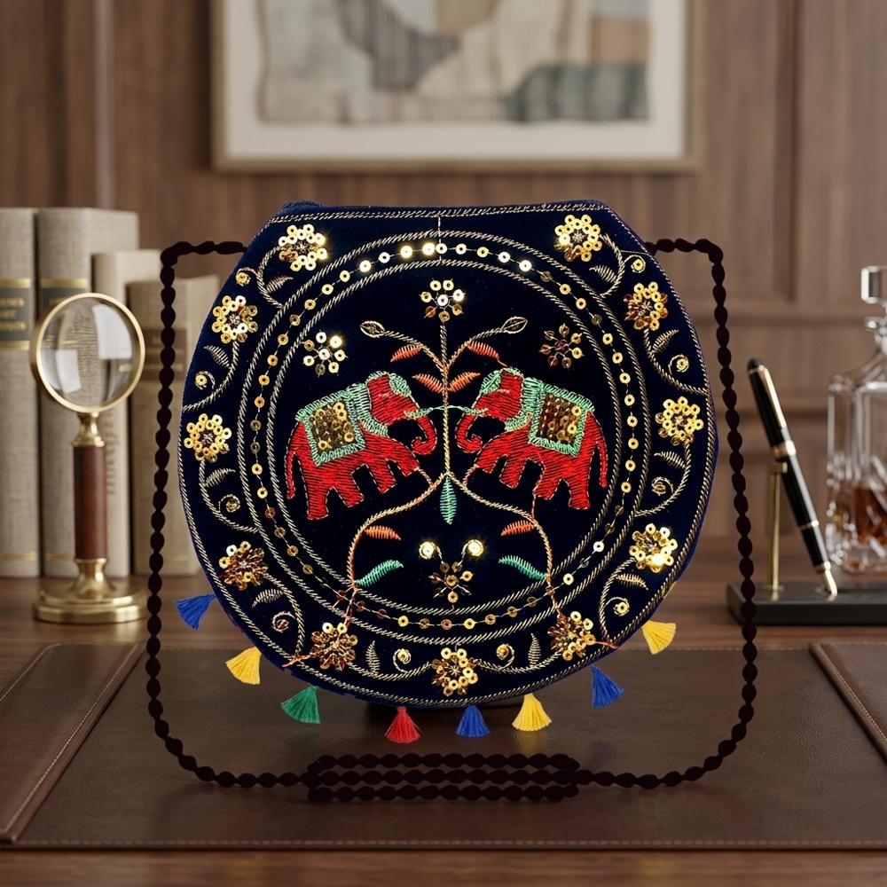 Women Traditional Mirror Work Sling Purse