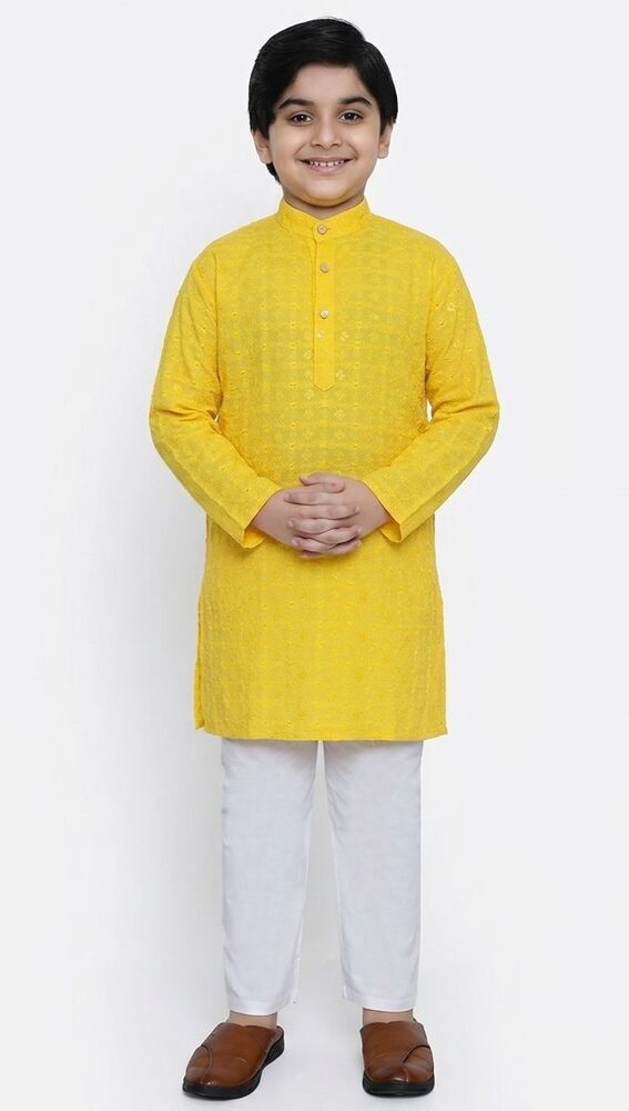 Yellow Chikankari Ethnic Kurta Set