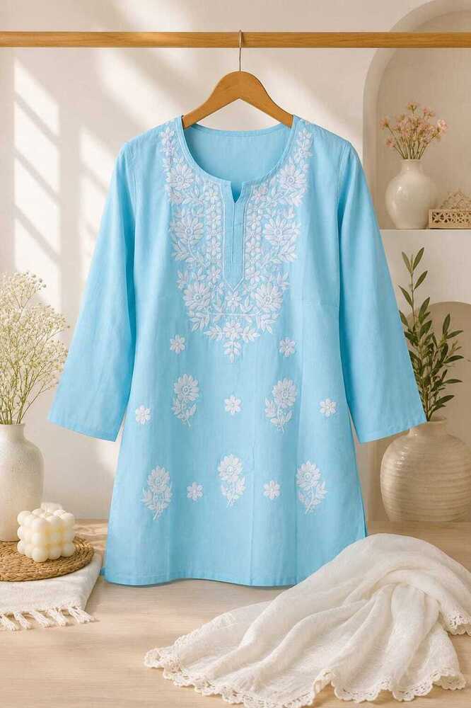 Cotton Embroidery Short Kurti