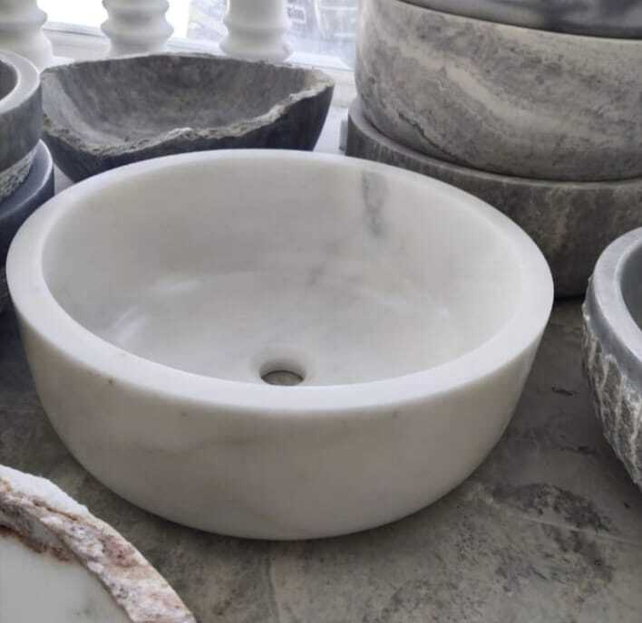 White Pedestal Marble Wash Basin