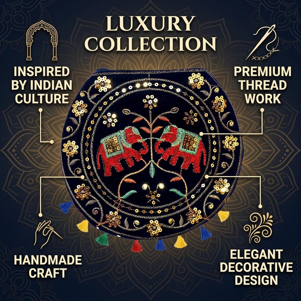 Elephant Embroidered Ethnic Shoulder Bag for Women