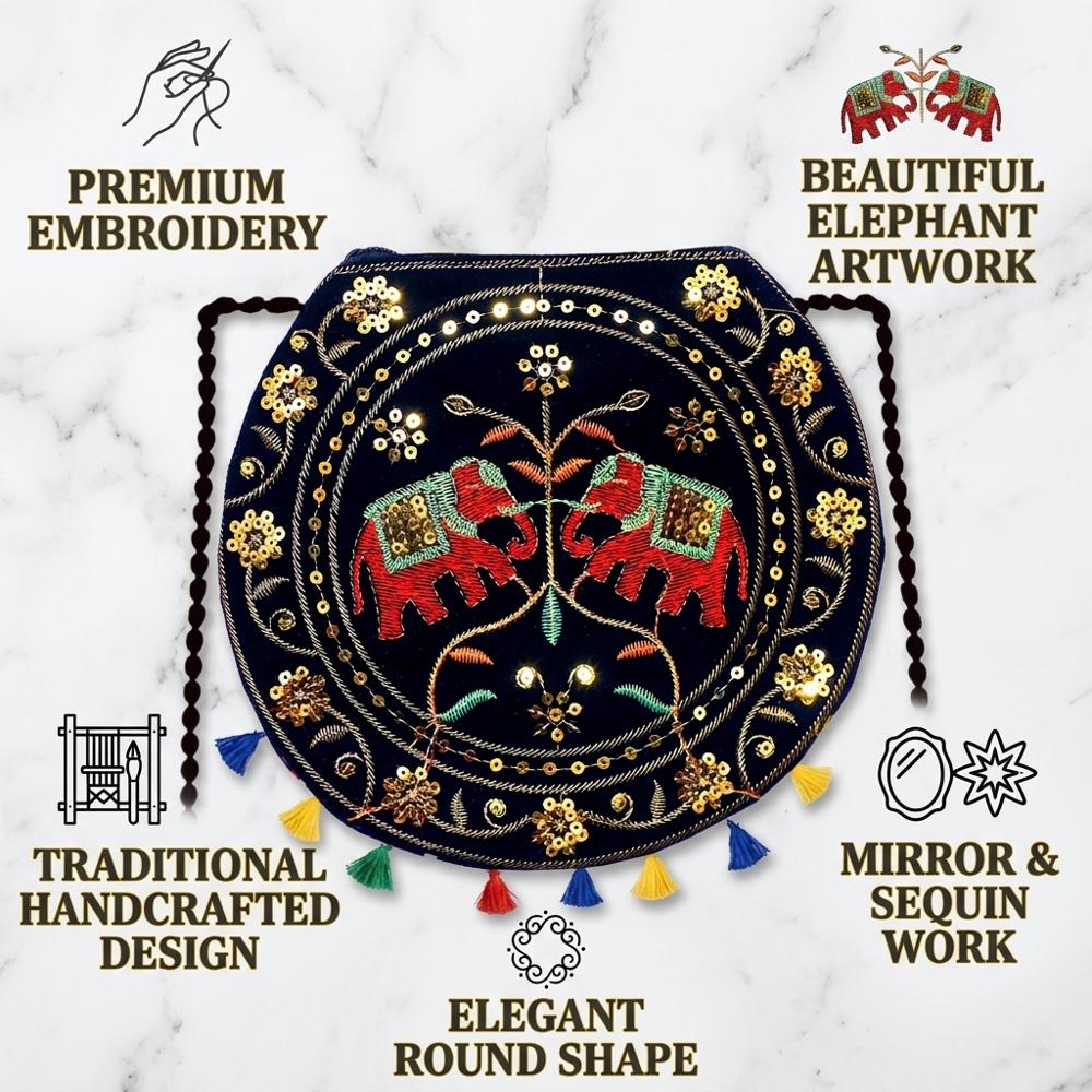 Women Ethnic Elephant Motif Crossbody Sling Bag